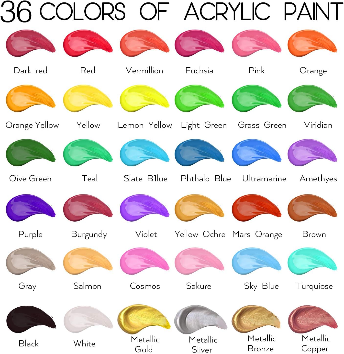 HissiCo 36-Color Acrylic Paint Set - Hình 3