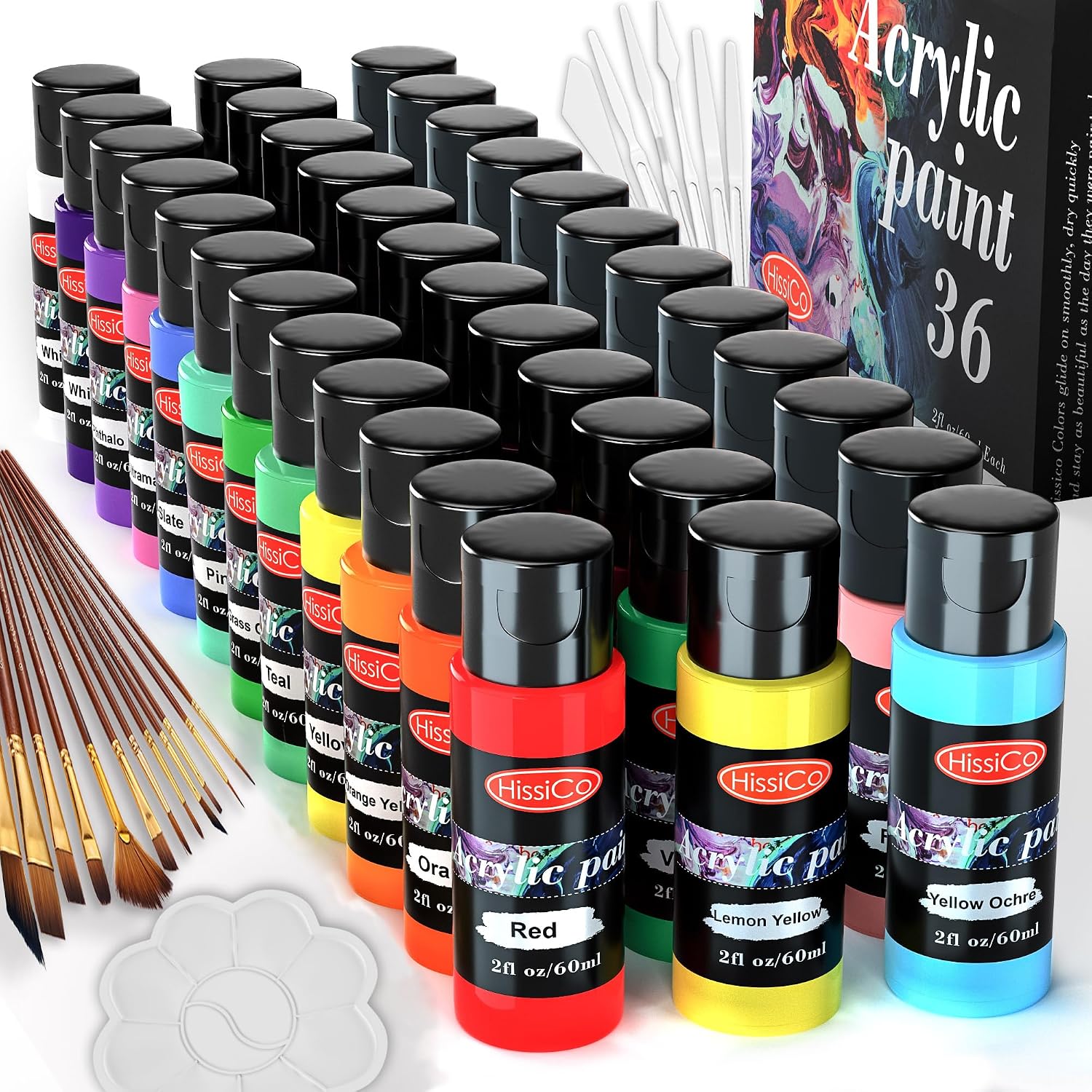 HissiCo 36-Color Acrylic Paint Set