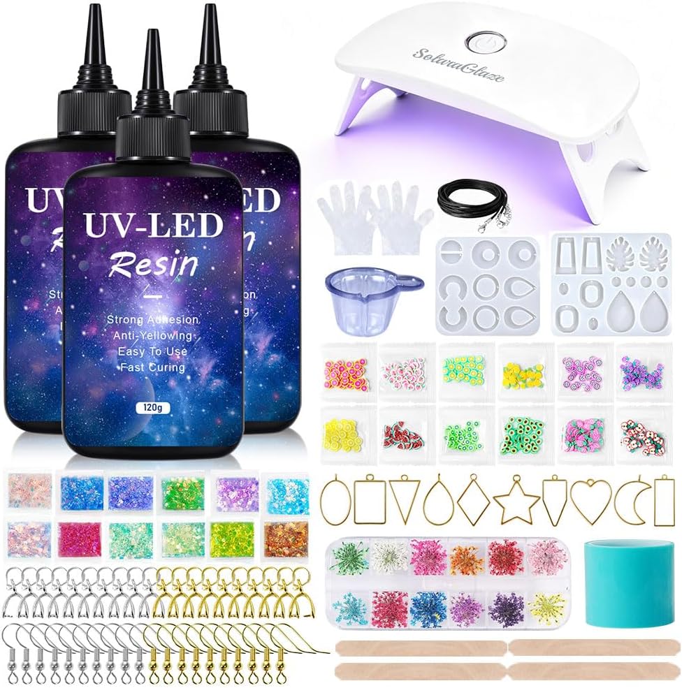 Deluxe UV Resin Jewelry Making Kit with LED Lamp & Molds