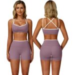 Mocha Brown Yoga Set – Sports Bra & High-Waist Shorts — view 14