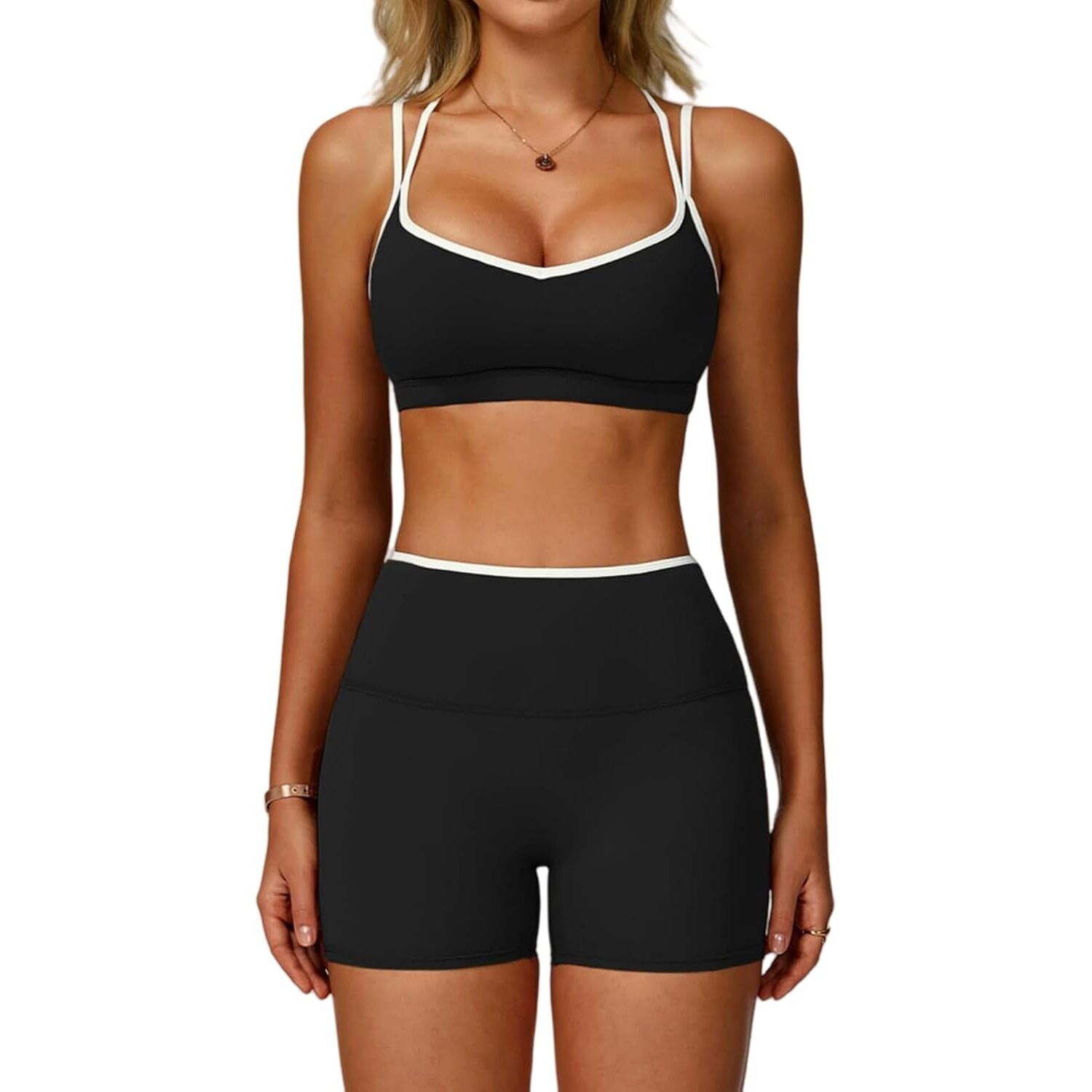 Mocha Brown Yoga Set – Sports Bra & High-Waist Shorts — view 8