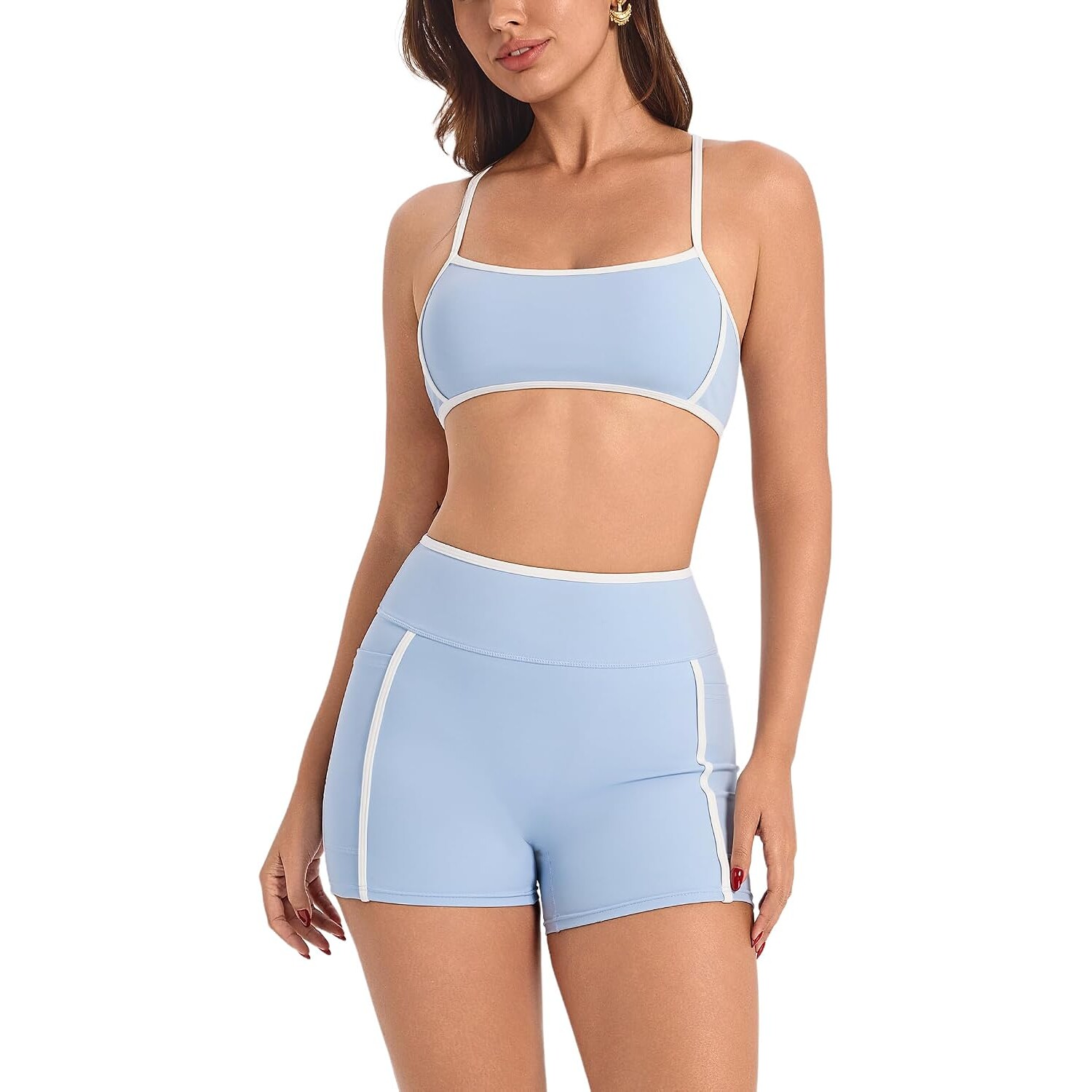 Mocha Brown Yoga Set – Sports Bra & High-Waist Shorts — view 15