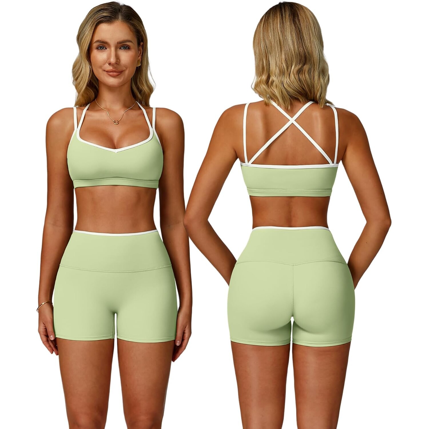 Mocha Brown Yoga Set – Sports Bra & High-Waist Shorts — view 23
