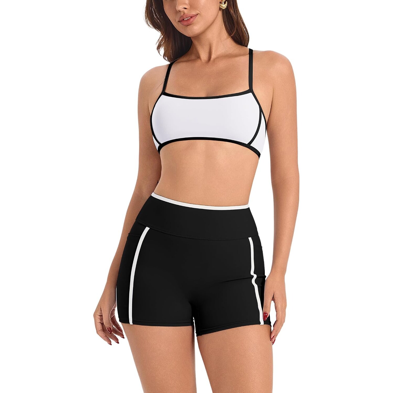 Mocha Brown Yoga Set – Sports Bra & High-Waist Shorts — view 21