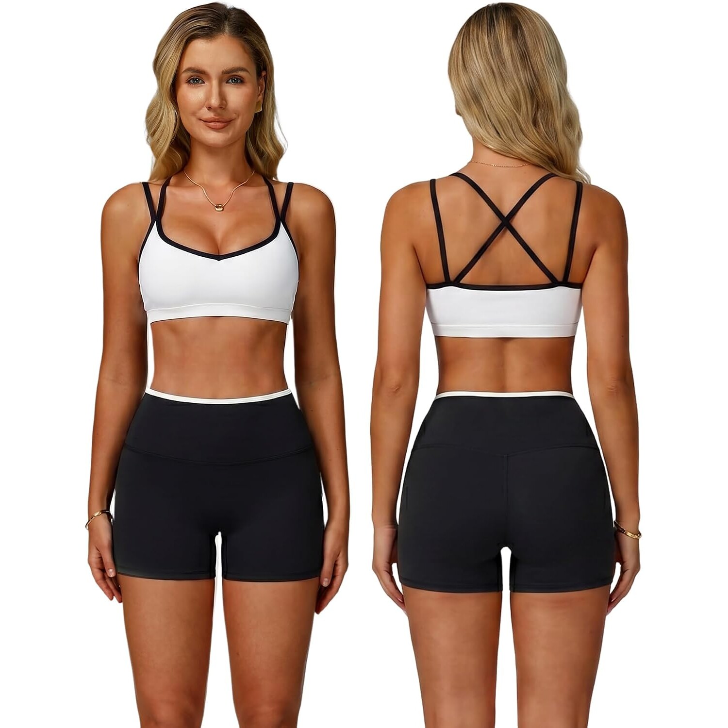 Mocha Brown Yoga Set – Sports Bra & High-Waist Shorts — view 26
