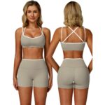 Mocha Brown Yoga Set – Sports Bra & High-Waist Shorts — view 12