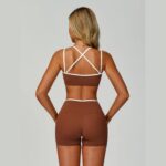 Mocha Brown Yoga Set – Sports Bra & High-Waist Shorts — view 3