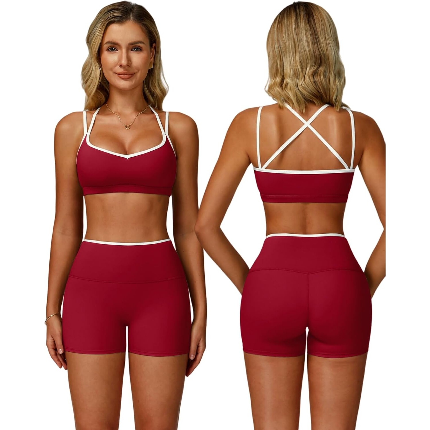 Mocha Brown Yoga Set – Sports Bra & High-Waist Shorts — view 9