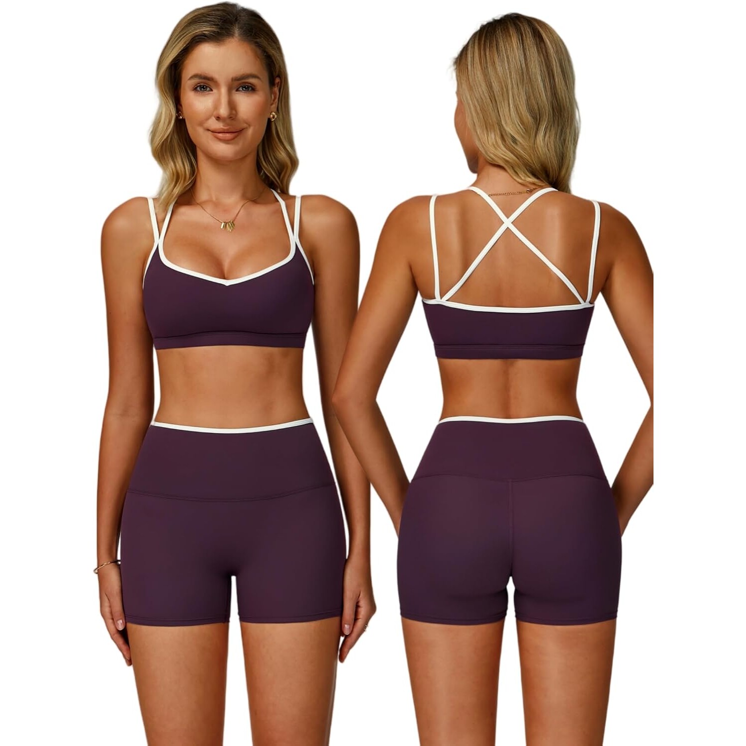 Mocha Brown Yoga Set – Sports Bra & High-Waist Shorts — view 18