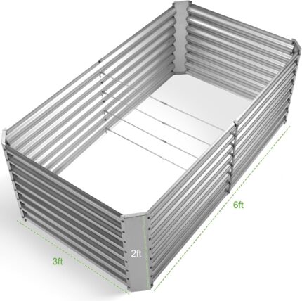 6x3x2ft Galvanized Steel Raised Garden Bed