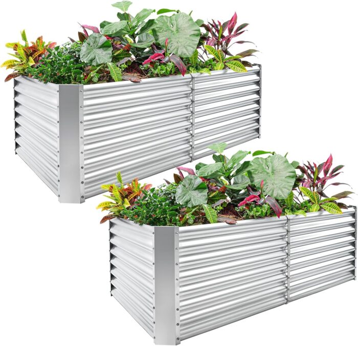 AnkoLife 6x3x2ft Galvanized Steel Raised Garden Bed Kit