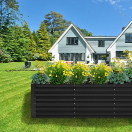Black Corrugated Steel Raised Garden Bed