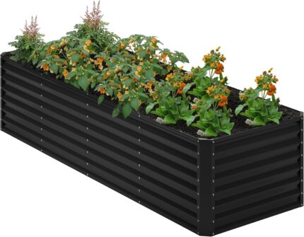 Black Corrugated Steel Raised Garden Bed