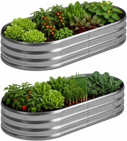 Oval Galvanized Steel Raised Garden Bed