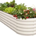 Cream White Metal Raised Garden Bed
