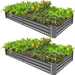 Silver Galvanized Steel Raised Garden Bed