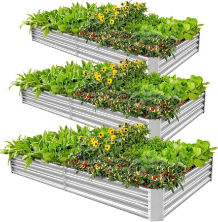 Silver Galvanized Steel Raised Garden Bed