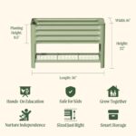 Sage Green Elevated Steel Garden Bed