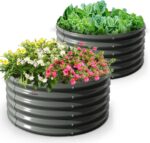 Grey Galvanized Steel Raised Garden Bed