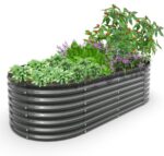 Grey Galvanized Steel Raised Garden Bed
