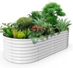 Grey Galvanized Steel Raised Garden Bed