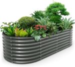 Grey Galvanized Steel Raised Garden Bed