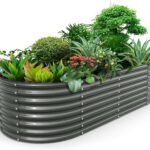 Grey Galvanized Steel Raised Garden Bed