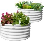 Grey Galvanized Steel Raised Garden Bed