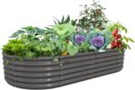 Grey Galvanized Steel Raised Garden Bed
