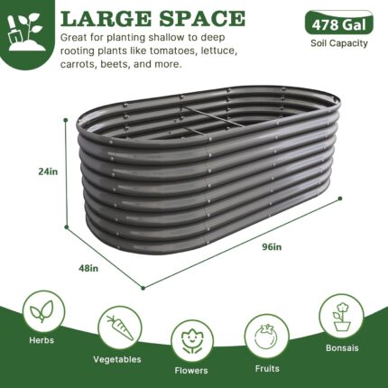 Grey Galvanized Steel Raised Garden Bed
