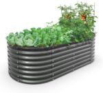 Grey Galvanized Steel Raised Garden Bed