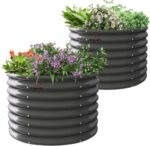 Grey Galvanized Steel Raised Garden Bed