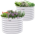 Grey Galvanized Steel Raised Garden Bed