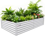 Grey Galvanized Steel Raised Garden Bed