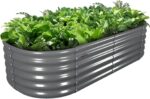 Grey Galvanized Steel Raised Garden Bed