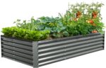 Grey Galvanized Steel Raised Garden Bed