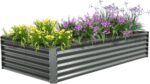 Grey Galvanized Steel Raised Garden Bed