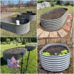 Grey Galvanized Steel Raised Garden Bed