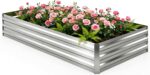 Silver Corrugated Steel Raised Garden Bed
