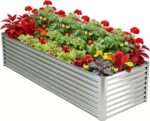 Silver Corrugated Steel Raised Garden Bed