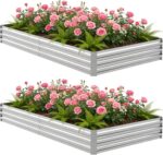 Silver Corrugated Steel Raised Garden Bed