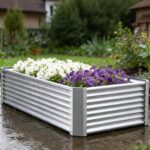 Silver Corrugated Steel Raised Garden Bed