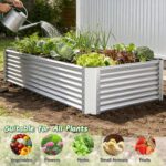 Silver Corrugated Steel Raised Garden Bed