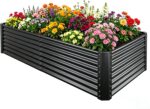 Silver Corrugated Steel Raised Garden Bed