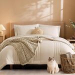Chunky Knit Beige Throw Blanket