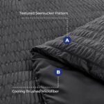 Charcoal Grey Grid Textured Duvet Cover Set