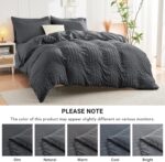 Charcoal Grey Grid Textured Duvet Cover Set