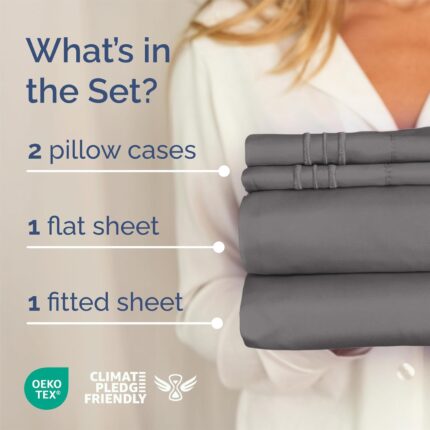 Deep Pocket Charcoal Microfiber Sheet Set