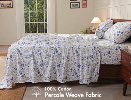 Floral Percale Cotton Bedding Set