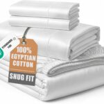 Queen White Sateen Egyptian Cotton Sheet Set